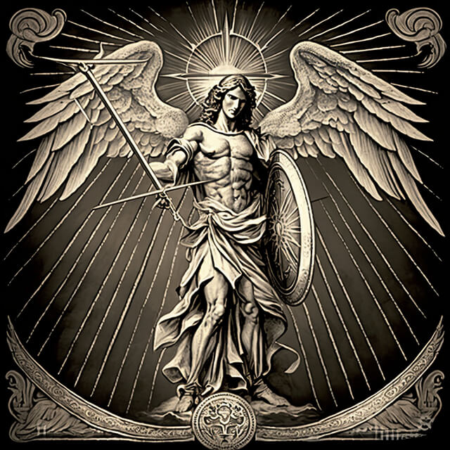 Archangel Michael, a warrior angel, representing one of the types of angels.