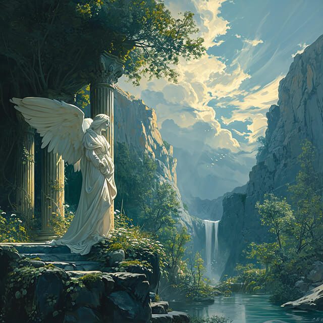 Tranquil biblical scene featuring Angel Number 8888, symbolizing eternal life and new beginnings.